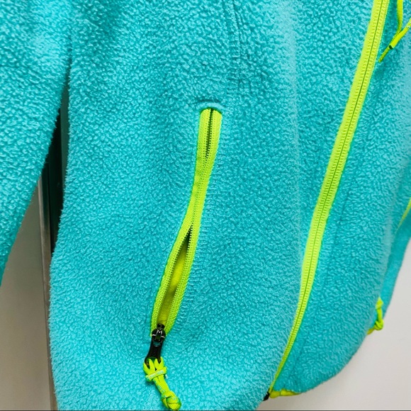 LL Bean Girls Green/Chartreuse Medium Weight Fleece Jacket Size Small - Picture 6 of 6